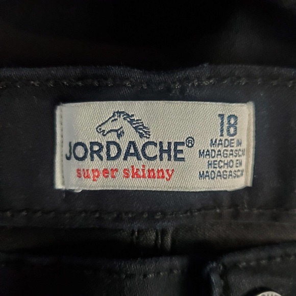 Vintage Jordache Jeans Juniors Size 18 Black Super Skinny Snap Button Closure - Picture 4 of 9